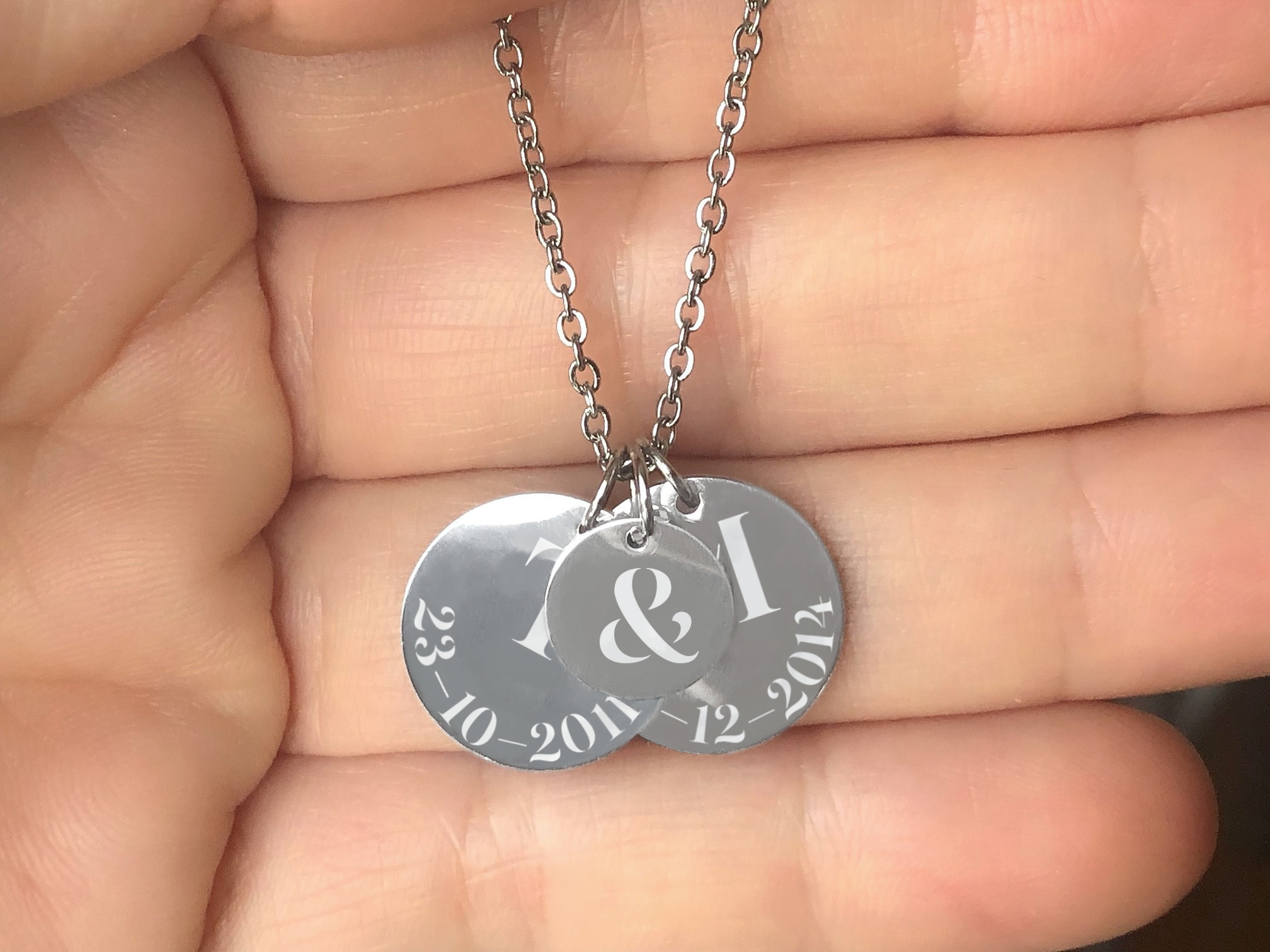Collier ARZAN2 femme acier inoxydable argent médailles gravées cadeau fête des mères - MARJANE et Cie