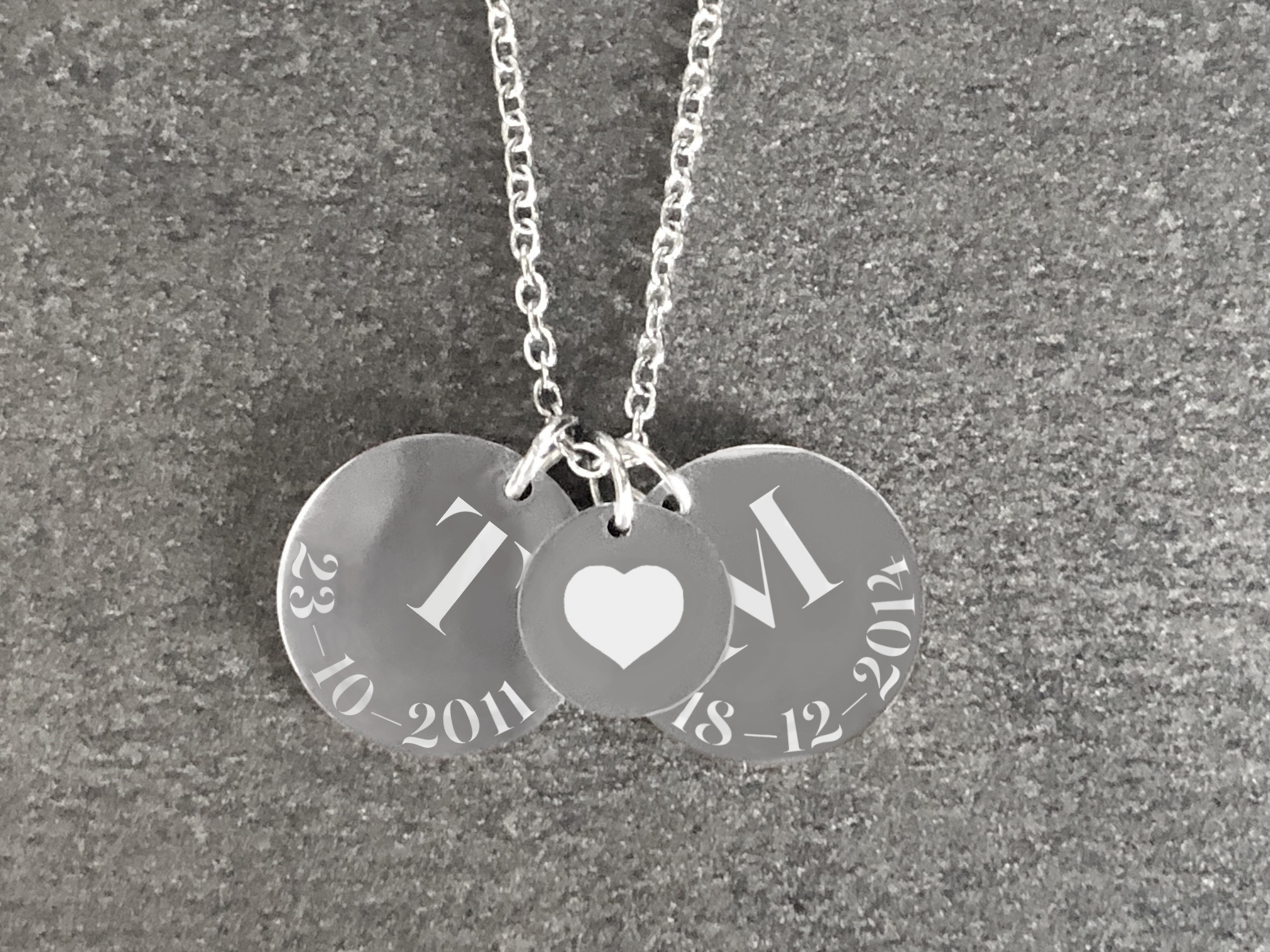 Collier ARZAN2 acier inoxydable argent pendentifs gravure personnalisés initiales - MARJANE et Cie