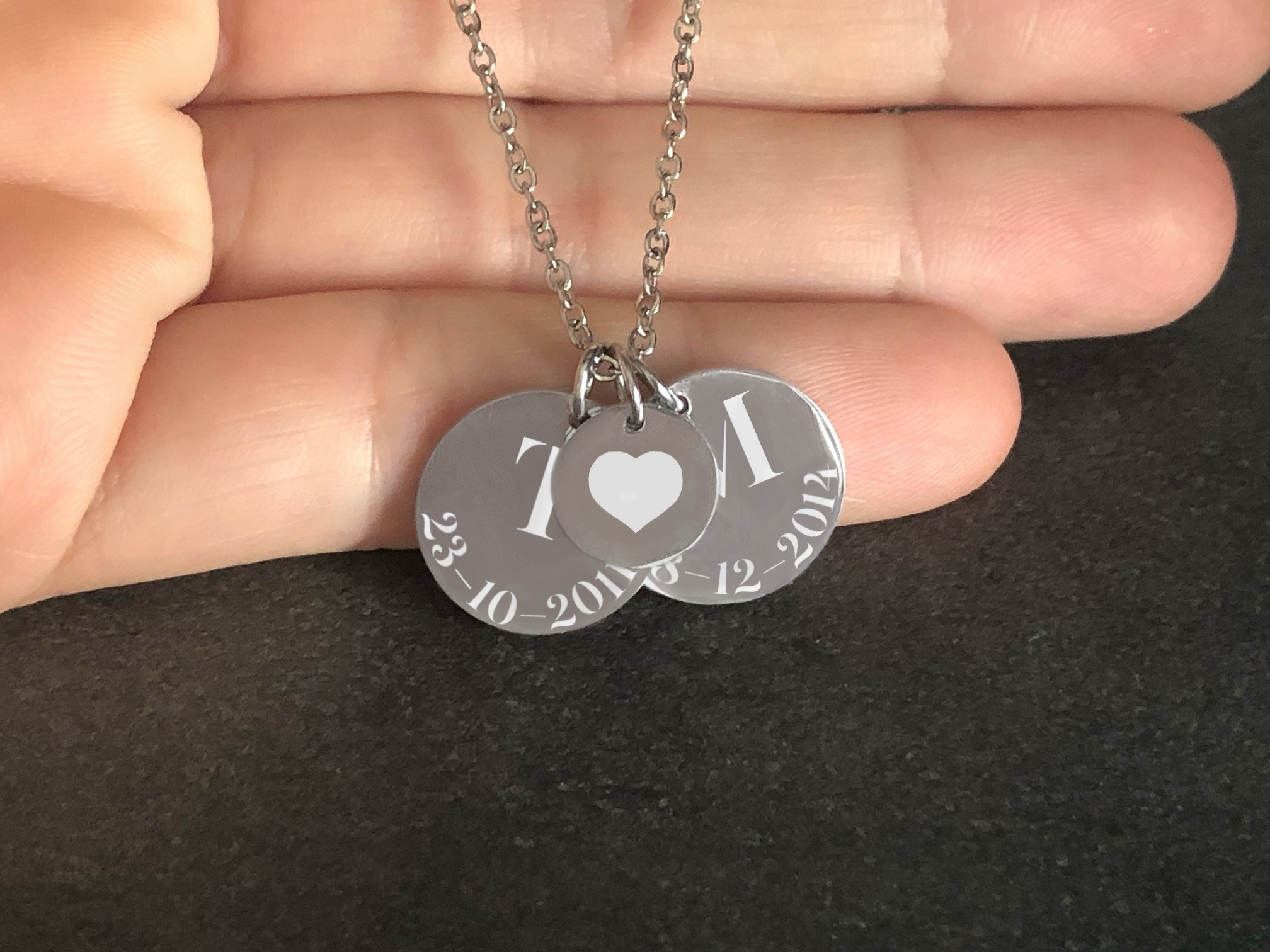 Collier ARZAN2 acier inoxydable argenté pendentifs gravés personnalisables tendance - MARJANE et Cie