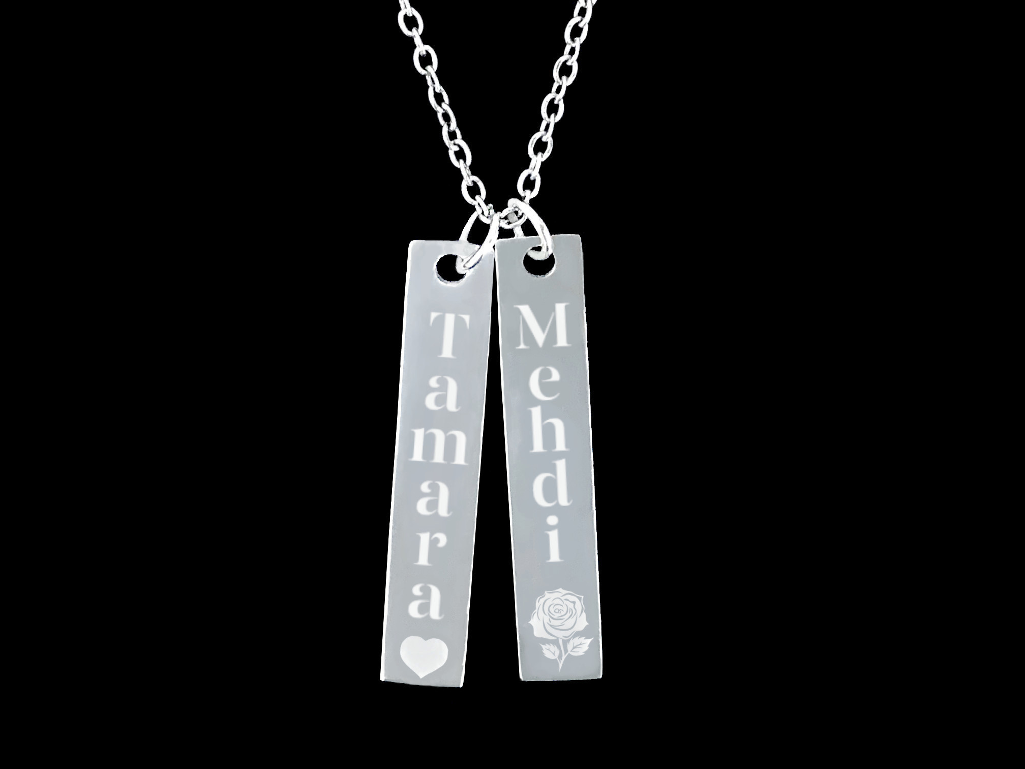 Collier HELIYA1 acier inoxydable argenté pendentif gravé personnalisable tendance - MARJANE et Cie