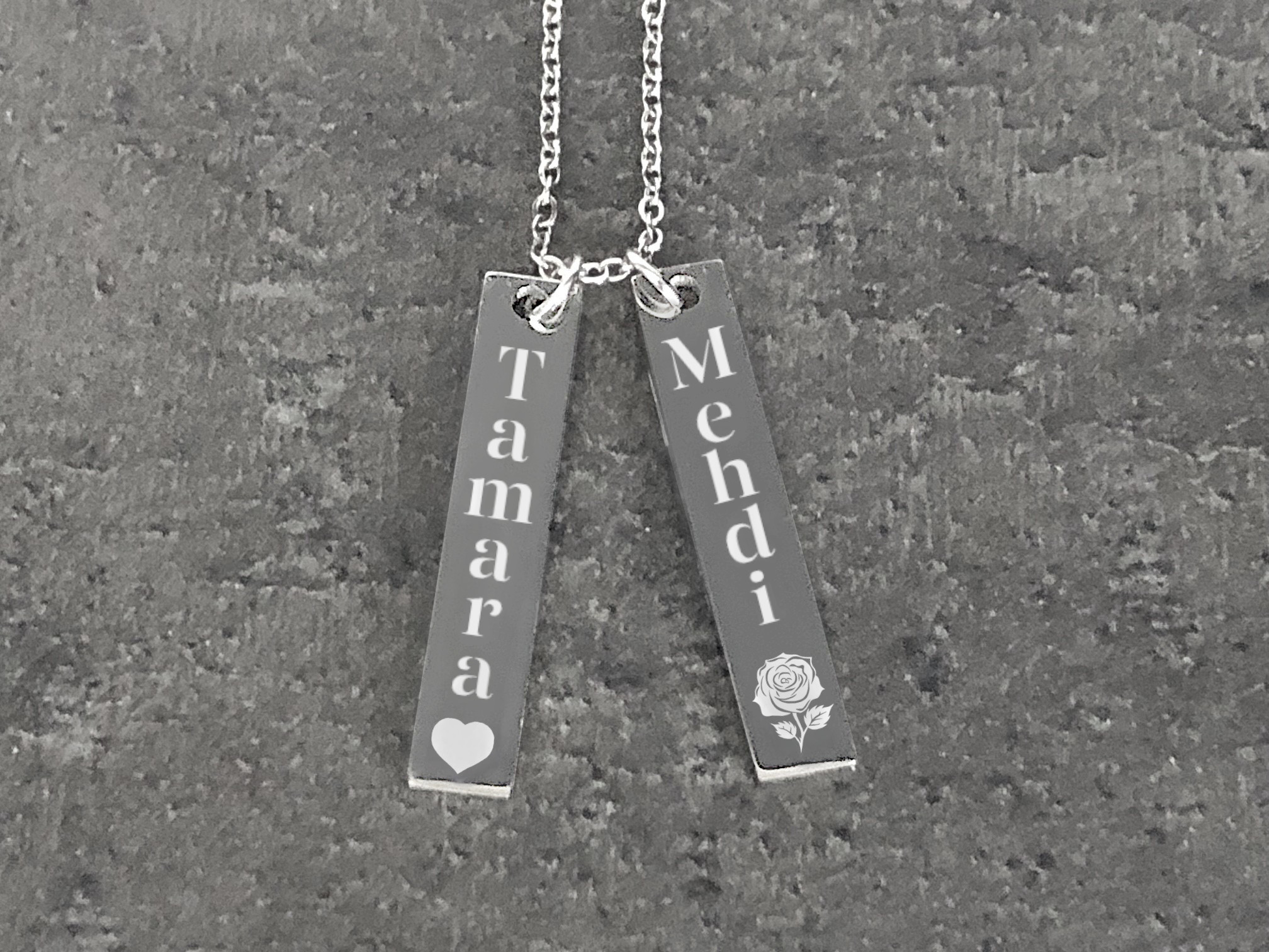 Collier HELIYA1 acier inoxydable argent médaille gravée cadeau fête des mères - MARJANE et Cie