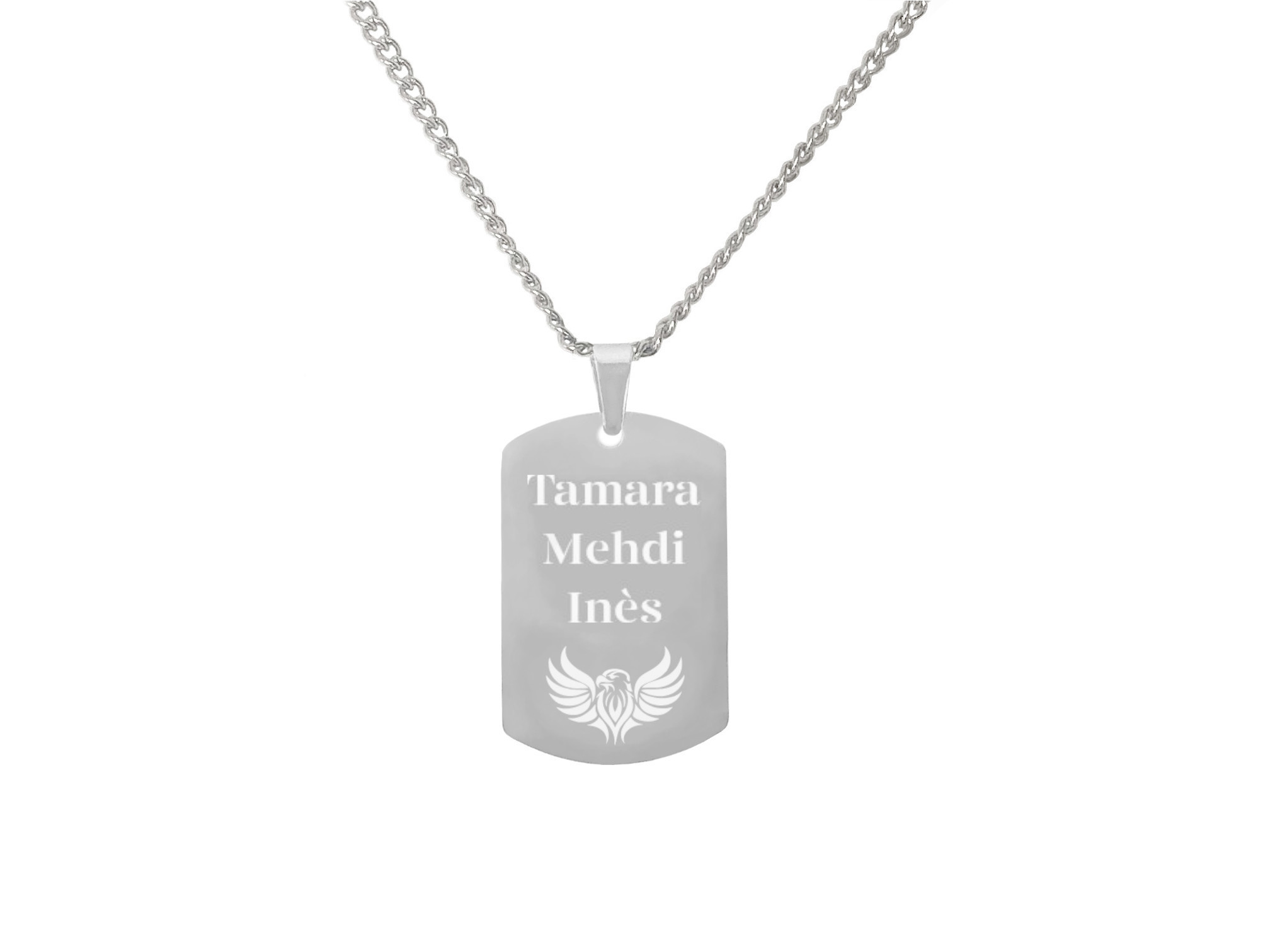 Collier DARIS1 homme acier inoxydable argent médaille militaire gravée personnalisée - MARJANE et Cie