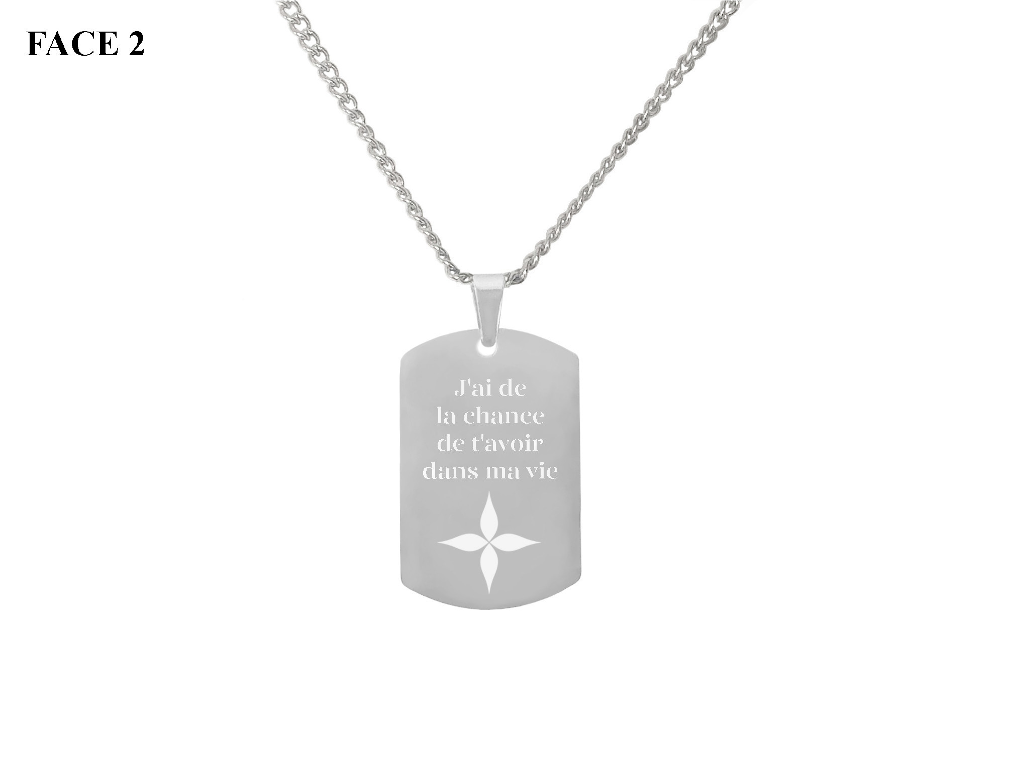 Collier DARIS3 homme acier inoxydable argent médaille militaire personnalisable cadeau anniversaire - MARJANE et Cie