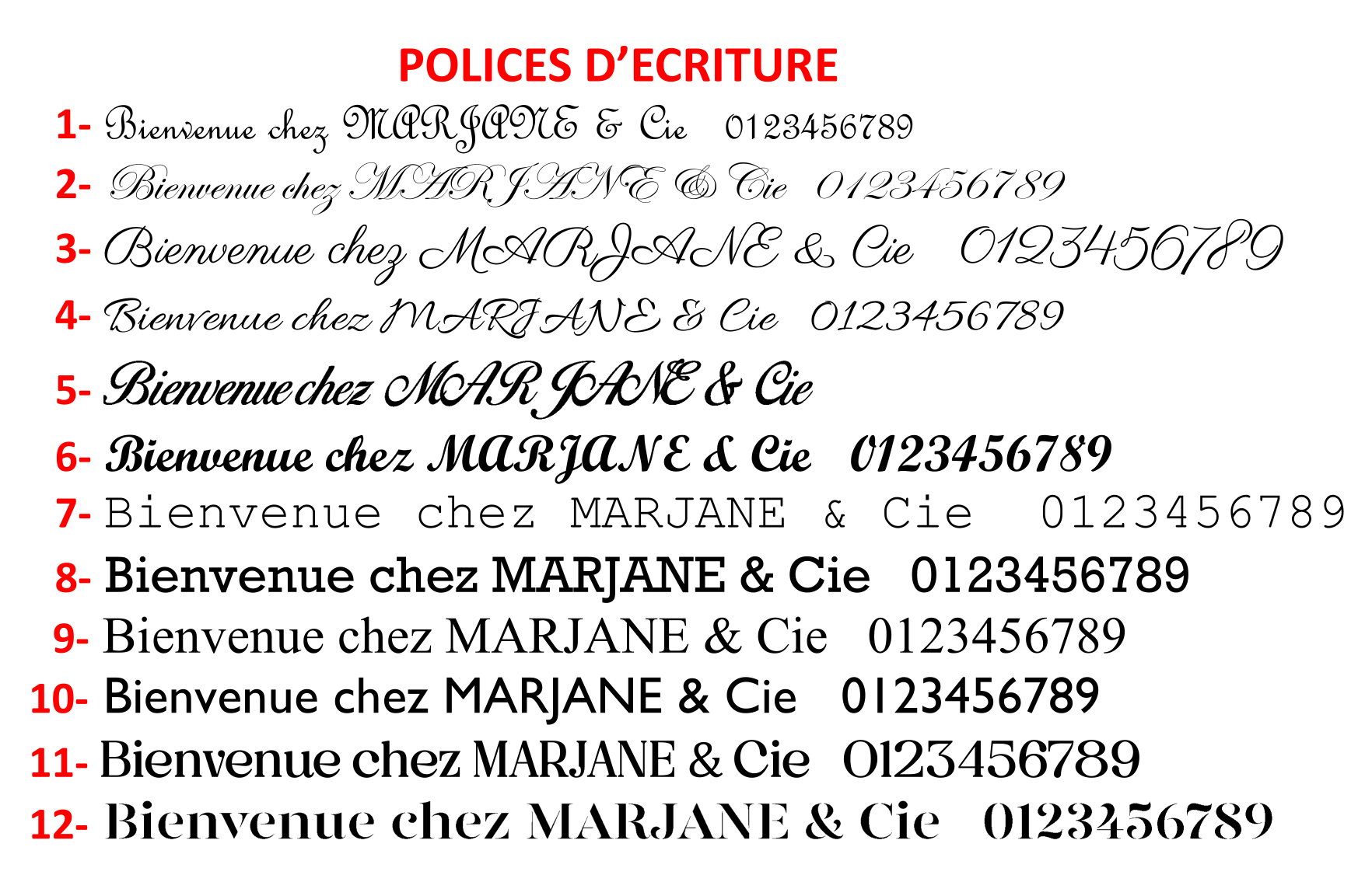 Polices décriture gravure