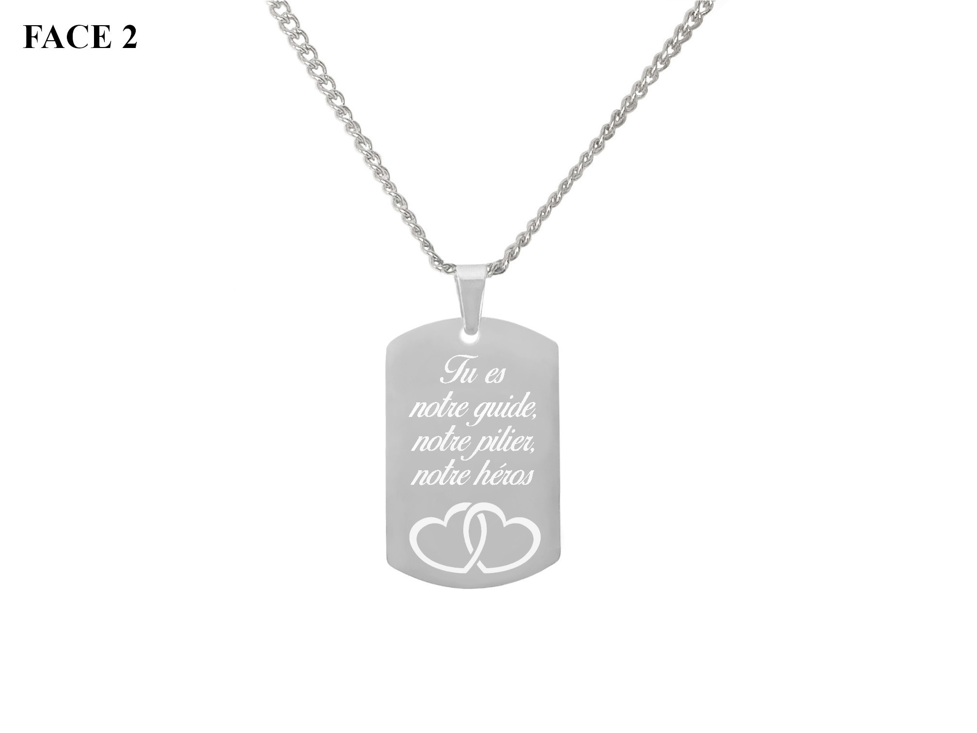 Collier DARIS1 homme acier inoxydable argent médaille gravée cadeau fête des pères - MARJANE et Cie