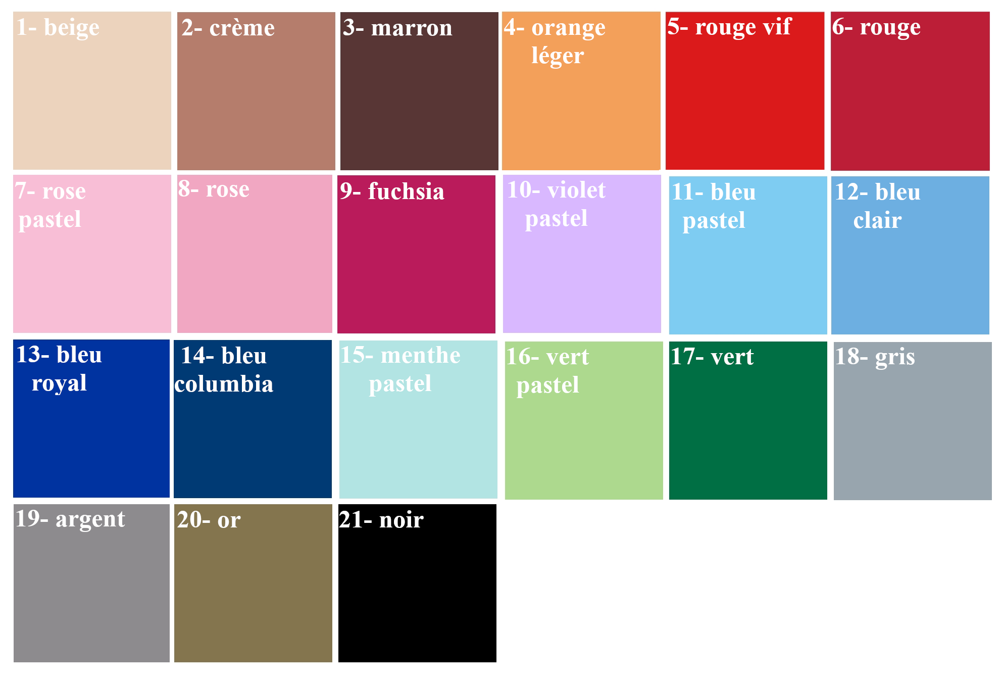 Palette couleurs flex - MARJANE et Cie