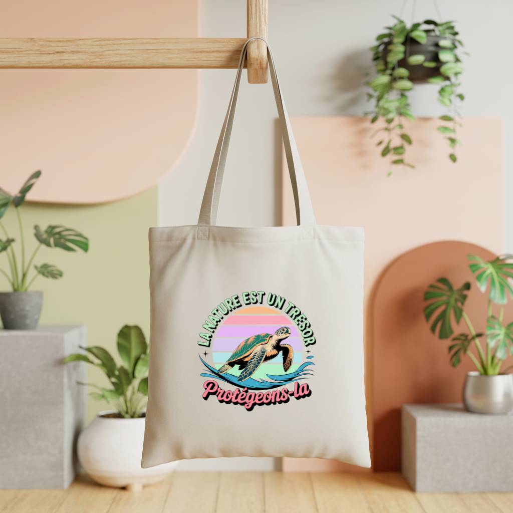 Tote bag femme tortue marine en couleur suspendu – univers de la mer - MARJANE et Cie