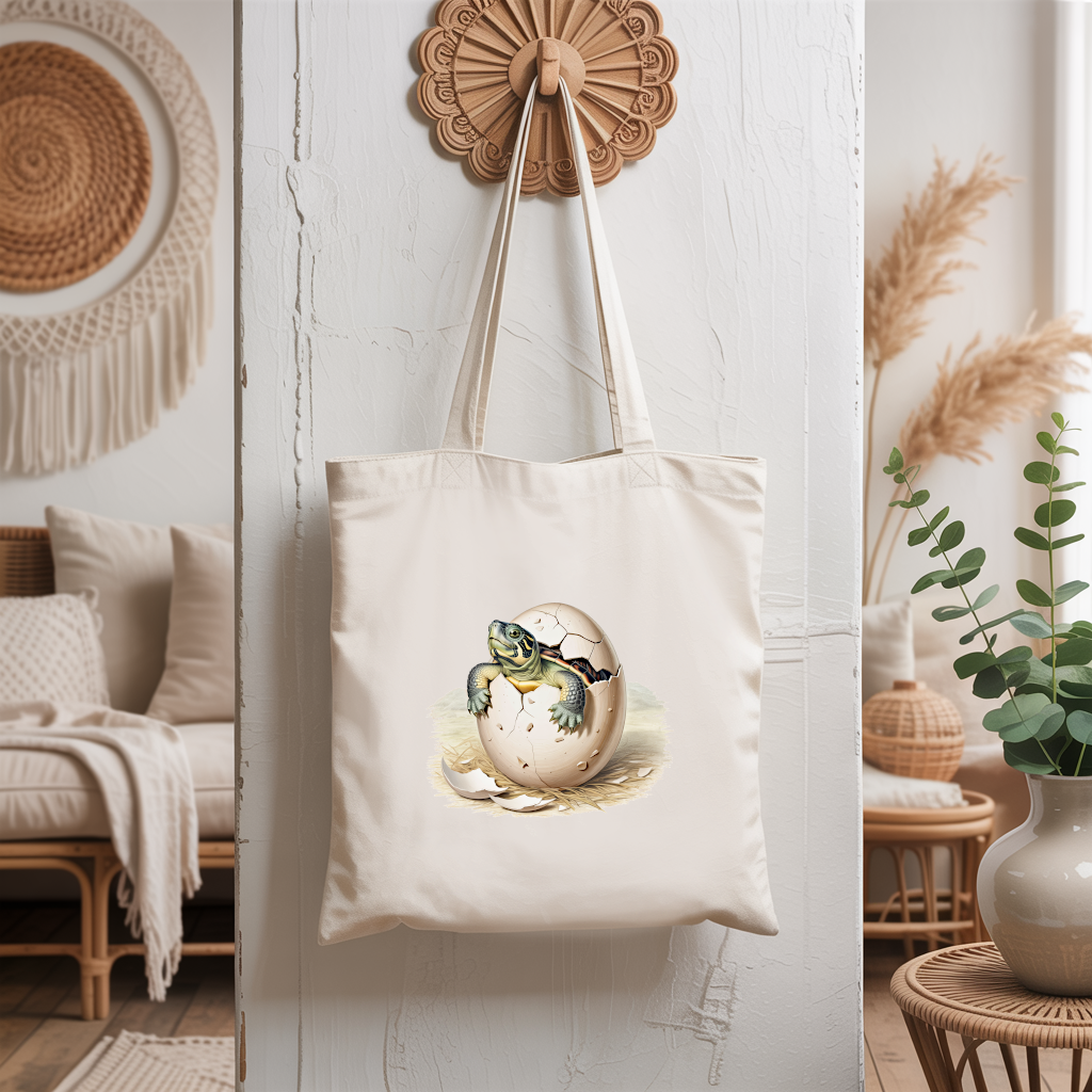 Tote bag femme illustration tortue marine en couleur suspendu – univers de la mer - MARJANE et Cie