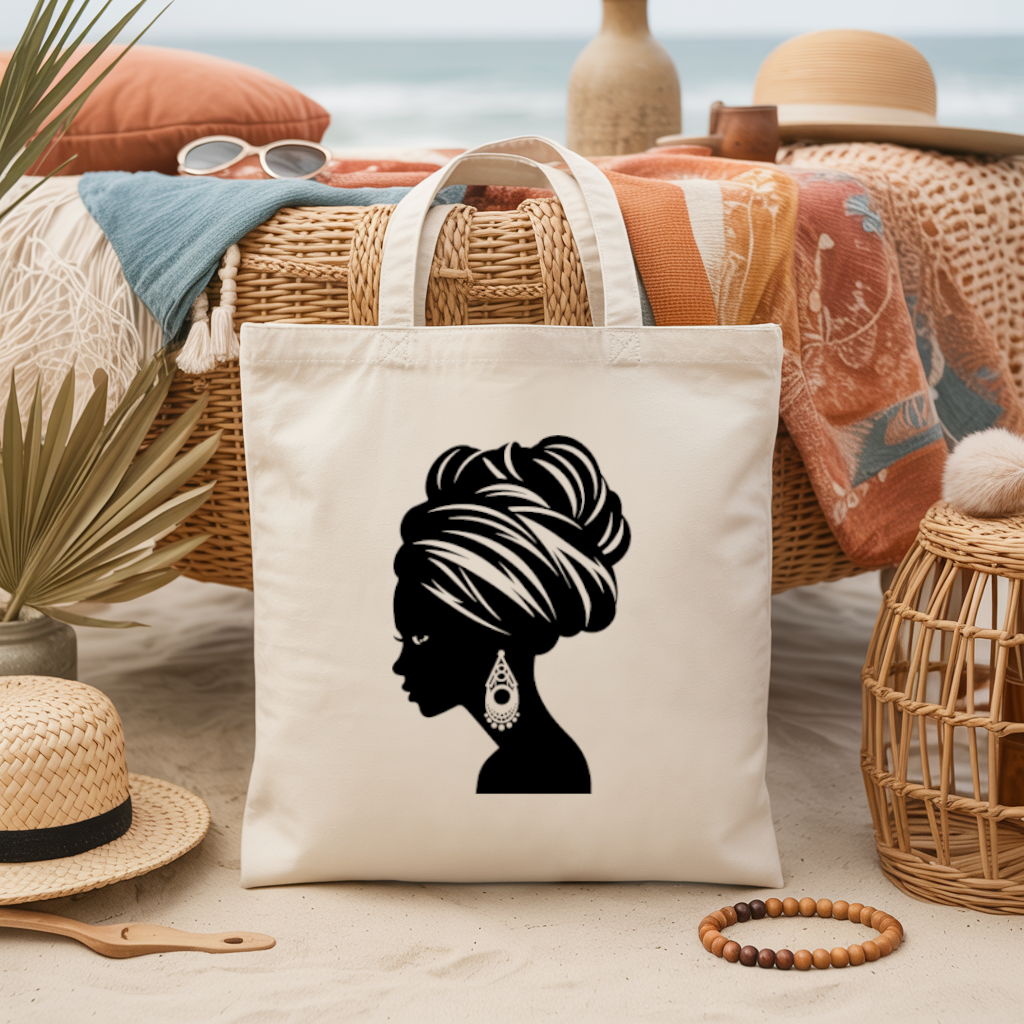 Tote bag femme silhouette féminine inspirée des traditions africaines - MARJANE et Cie