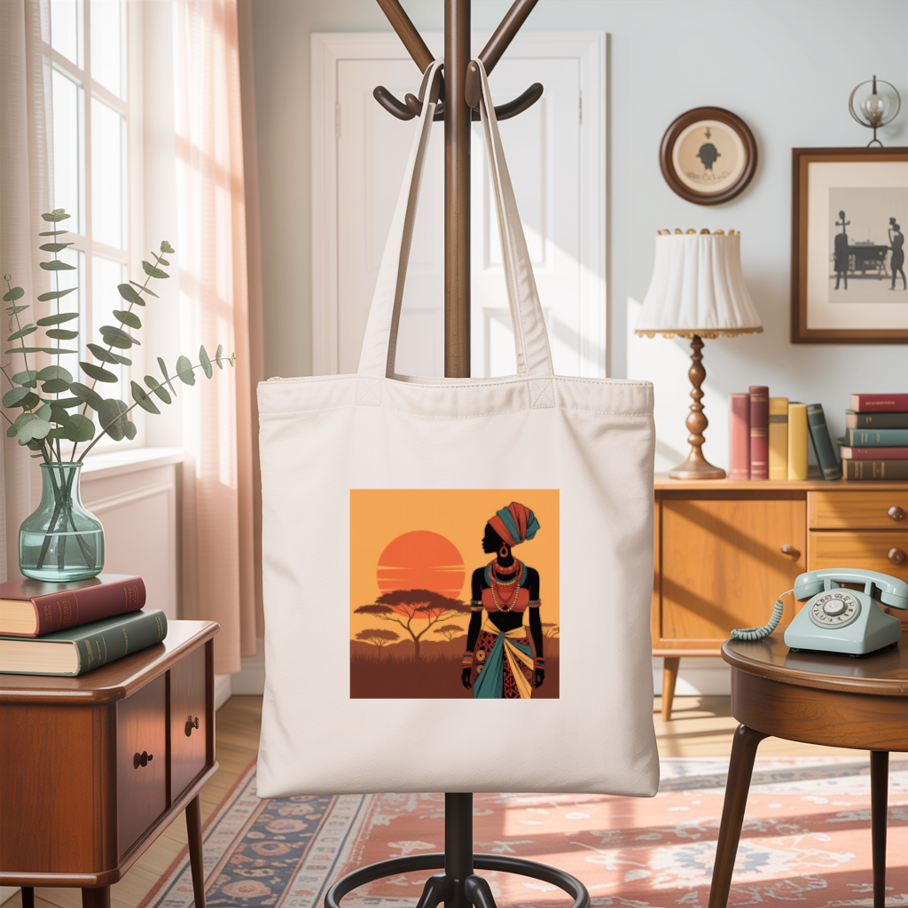 Tote bag femme suspendu, illustration colorée mettant en valeur le turban - MARJANE et Cie