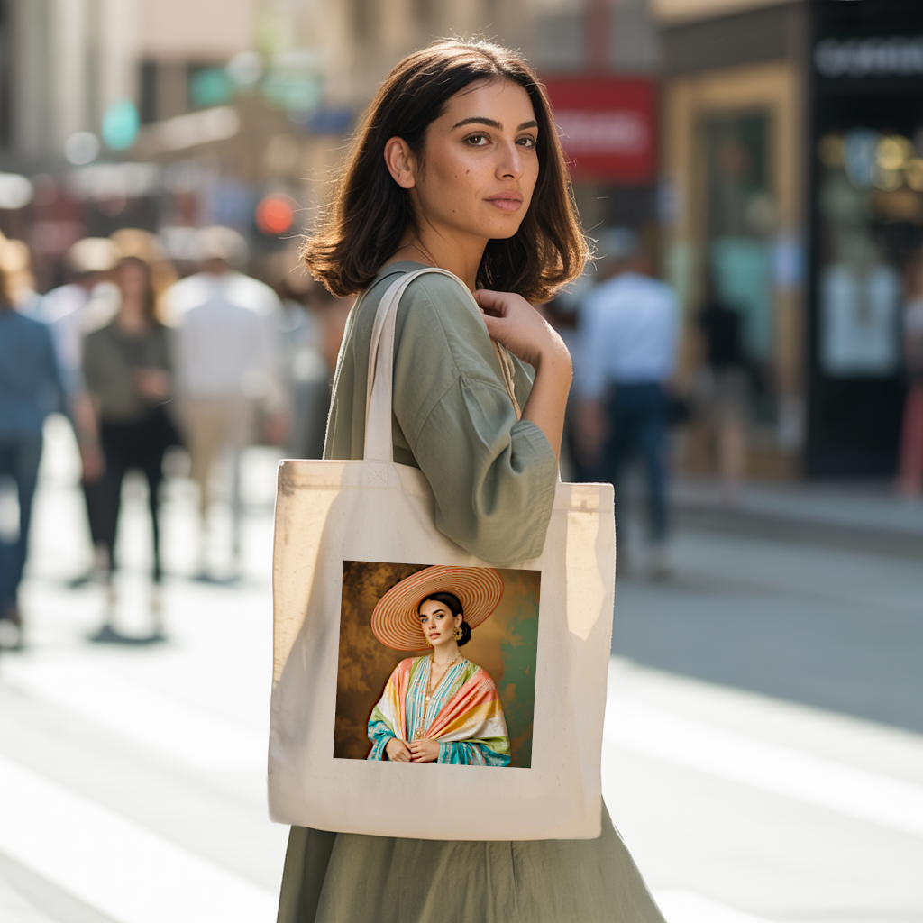 Tote bag femme élégante au chapeau porté par une femme - MARJANE et Cie