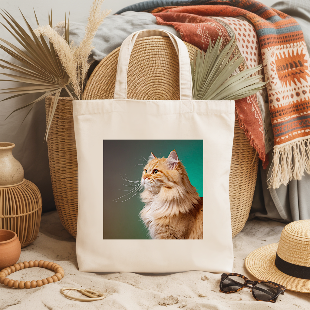 Tote bag chat femme illustration en couleur flamboyante – chat au pelage roux - MARJANE et Cie