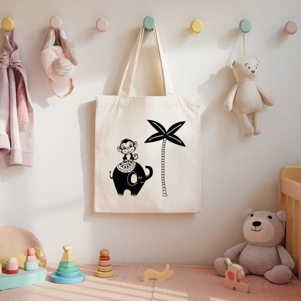 Tote bag bébé personnalisable Route vers l’aventure en coton avec flocage, cadeau naissance- MARJANE et Cie