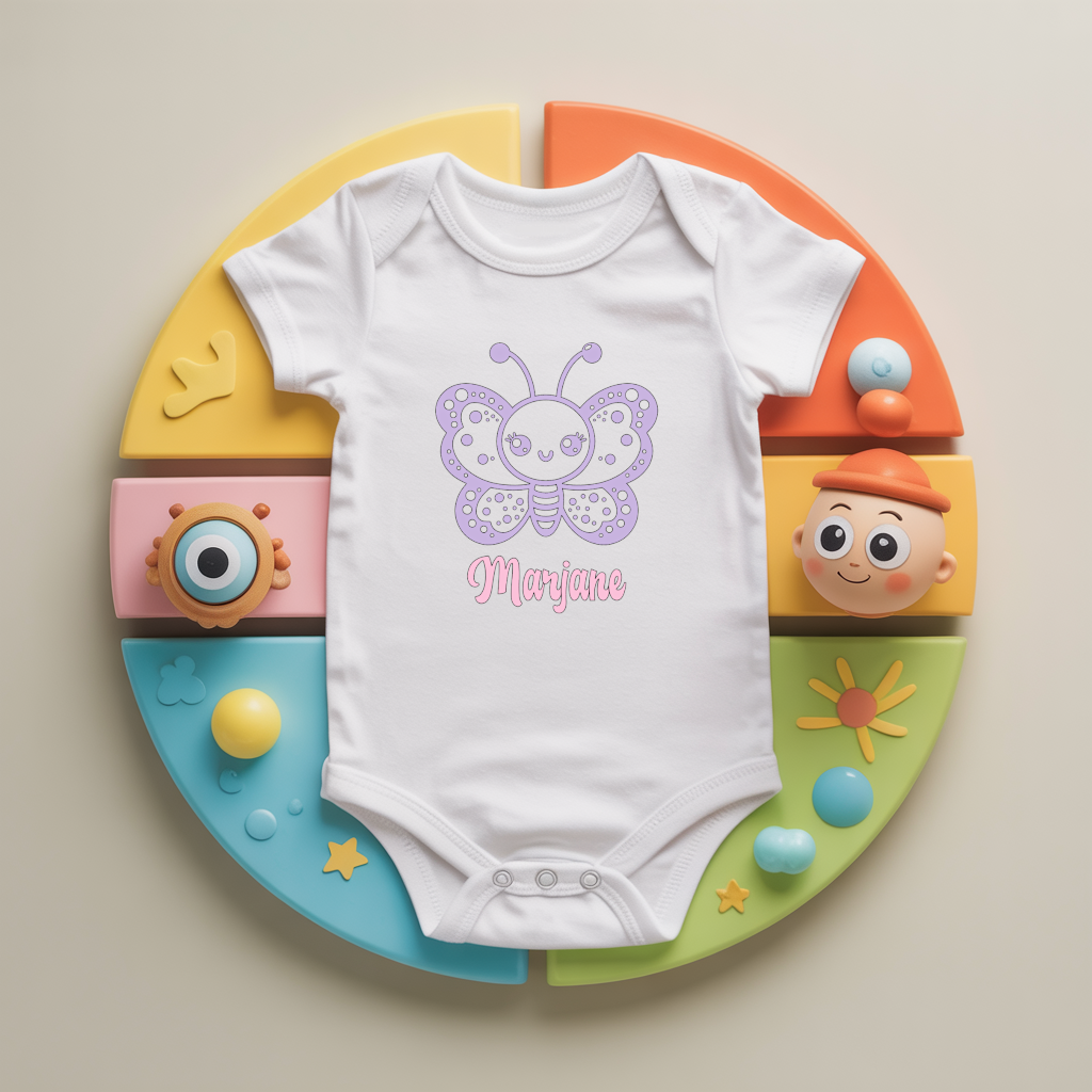 Body bébé personnalisé avec abeille adorable en coton par flocage - MARJANE et Cie