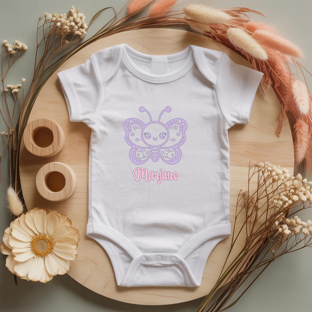Body bébé personnalisé avec illustration d’une abeille adorable flocage couleur, cadeau naissance - MARJANE et Cie