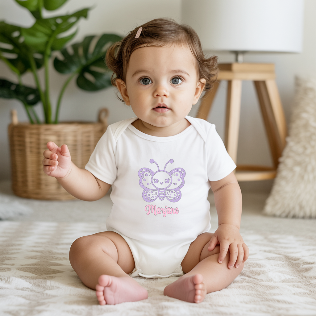 Body bébé personnalisé en coton abeille adorable porté par bébé - MARJANE et Cie