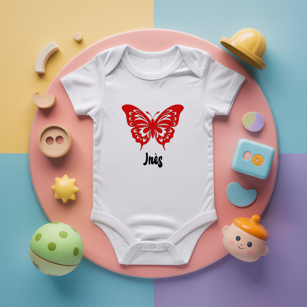 Body bébé personnalisé avec papillon délicat en coton par flocage - MARJANE et Cie