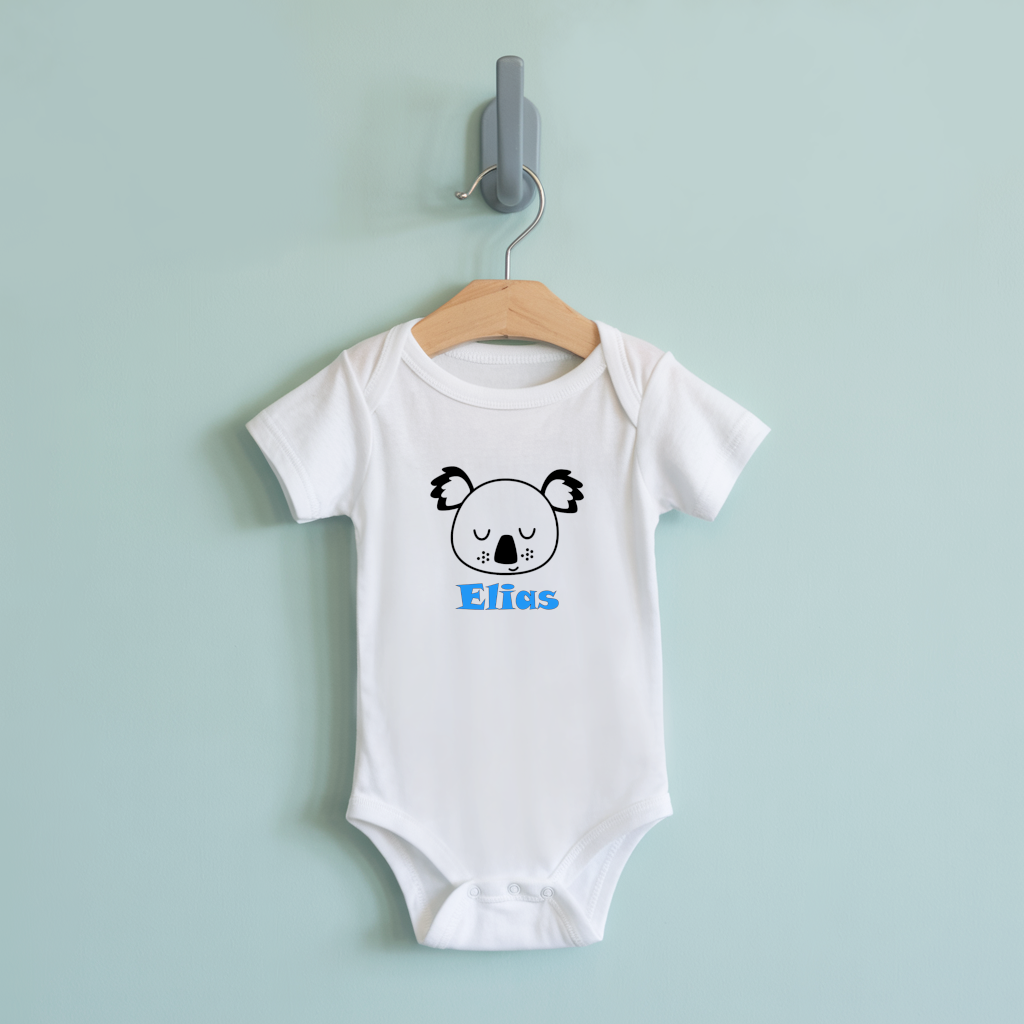 Body bébé personnalisable blanc avec prénom et koala adorable suspendu - MARJANE et Cie