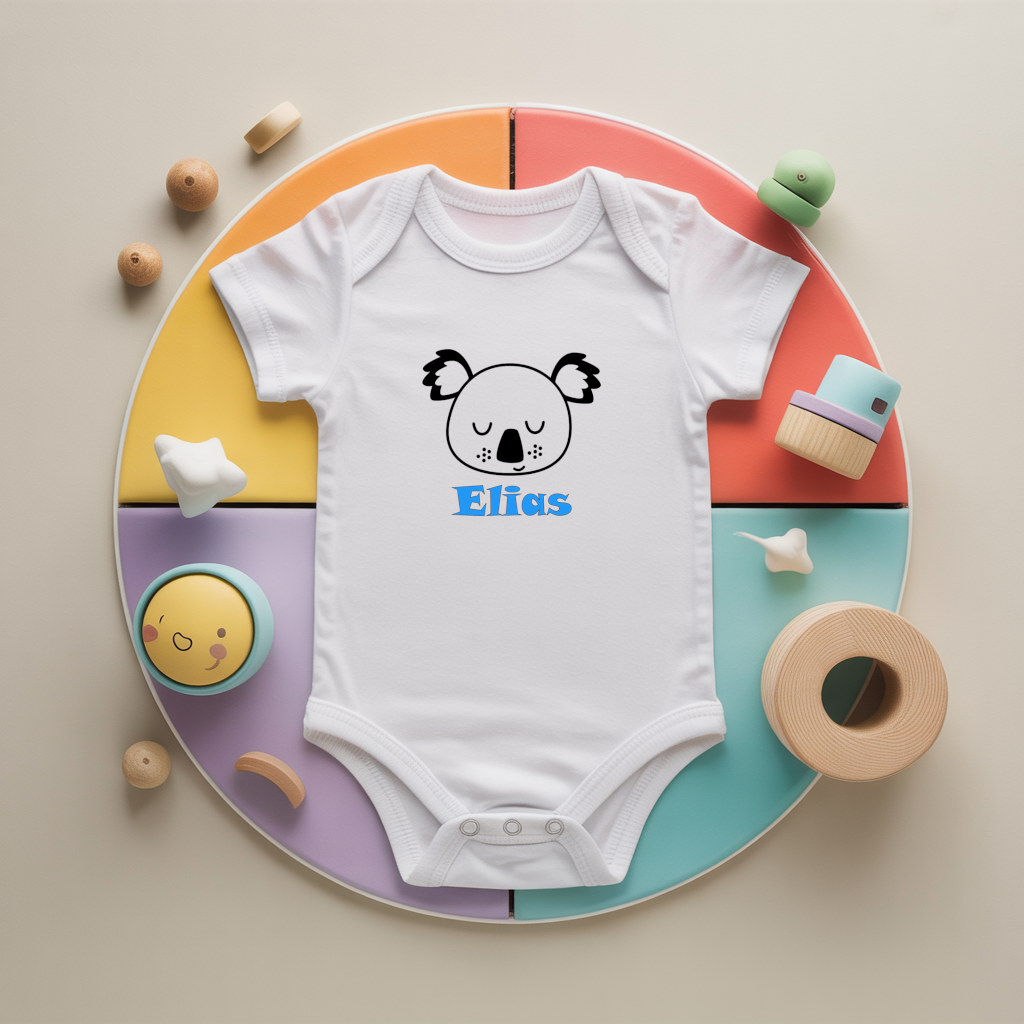 Body bébé personnalisé avec koala adorable en coton par flocage - MARJANE et Cie