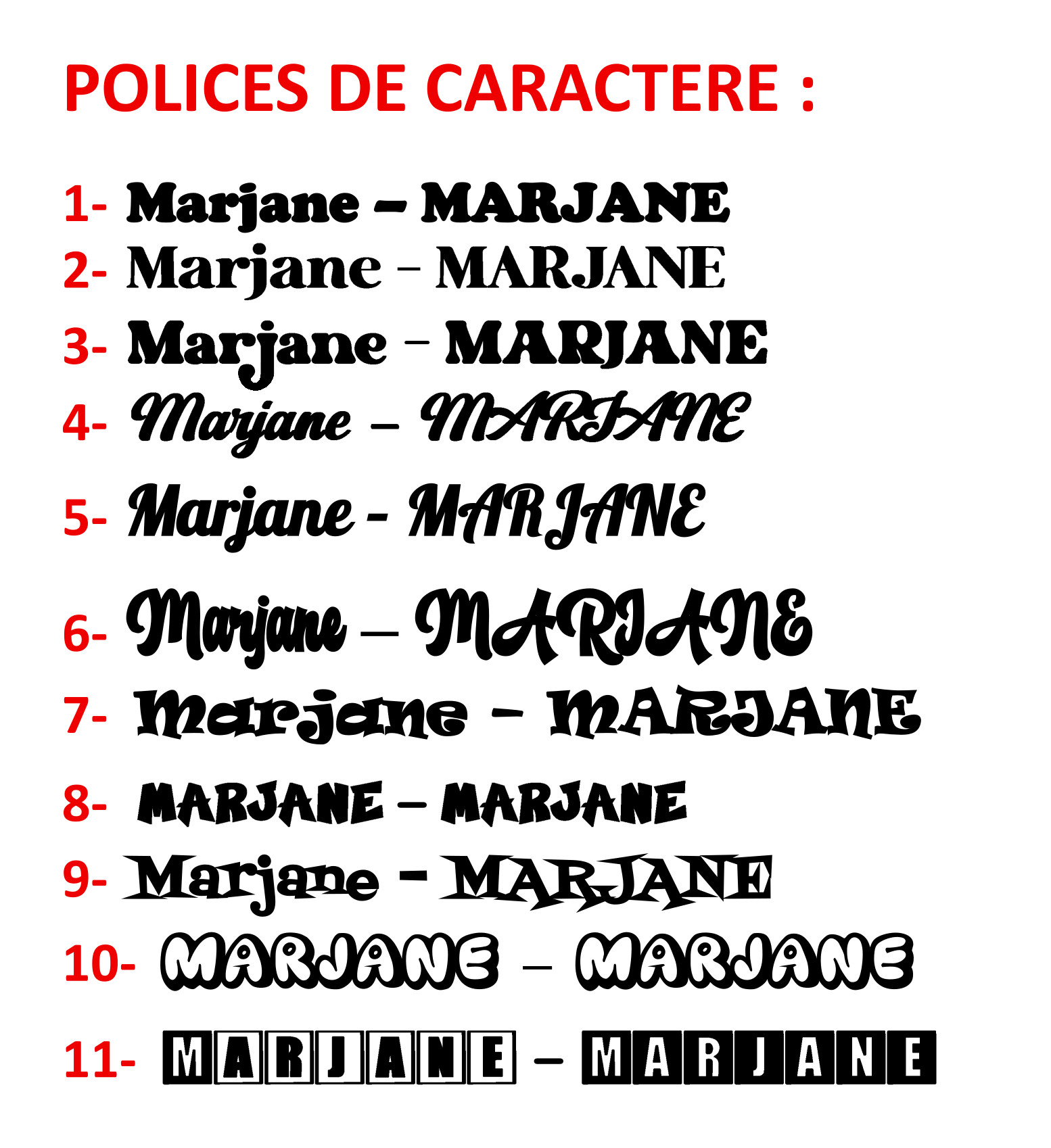 POLICES DE CARACTERE POUR BODY