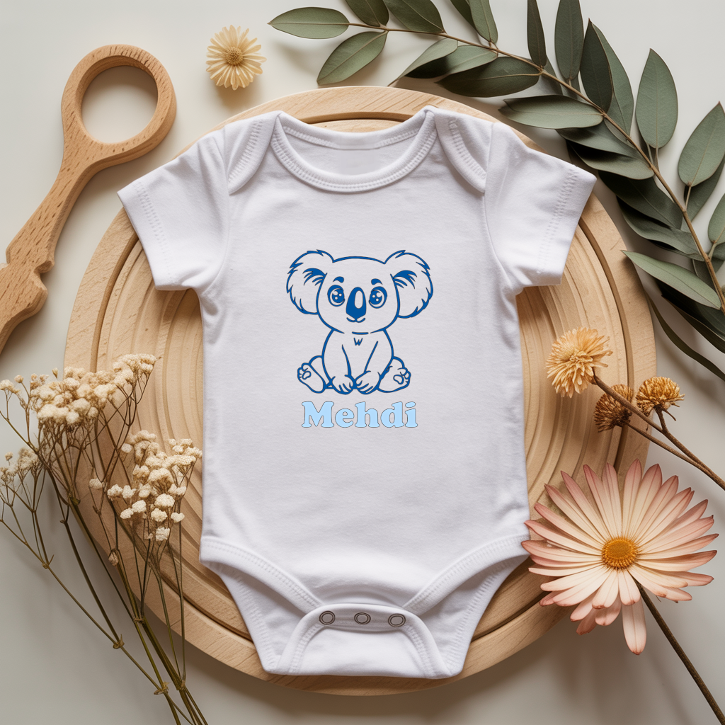 Body bébé personnalisé avec illustration d’un koala câlin flocage couleur, cadeau naissance- MARJANE et Cie