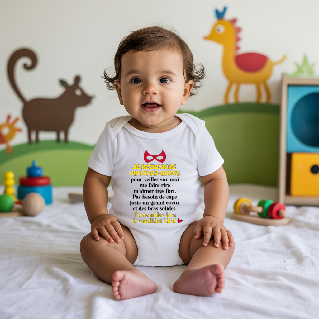 Body bébé personnalisé en coton demande parrain porté par bébé - MARJANE et Cie