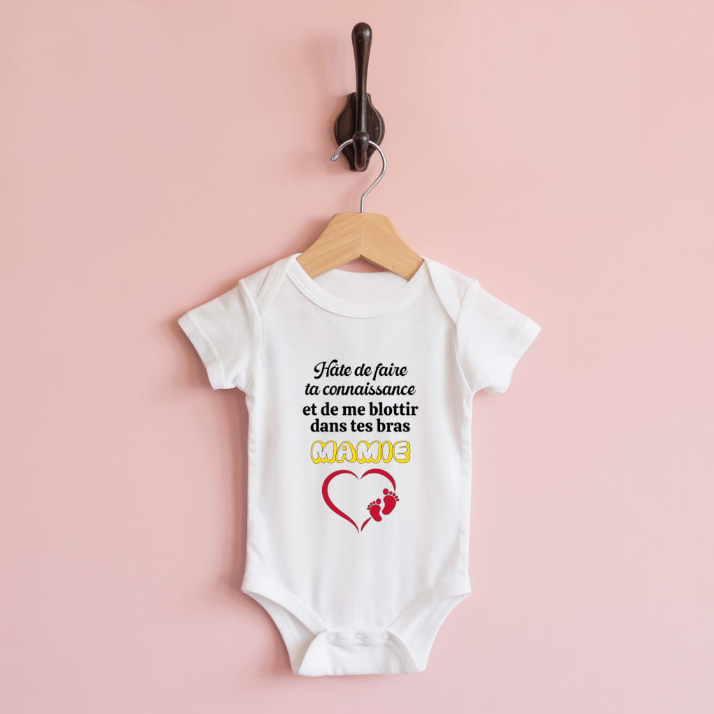 Body bébé personnalisable blanc pour grand mère et grand père suspendu - MARJANE et Cie