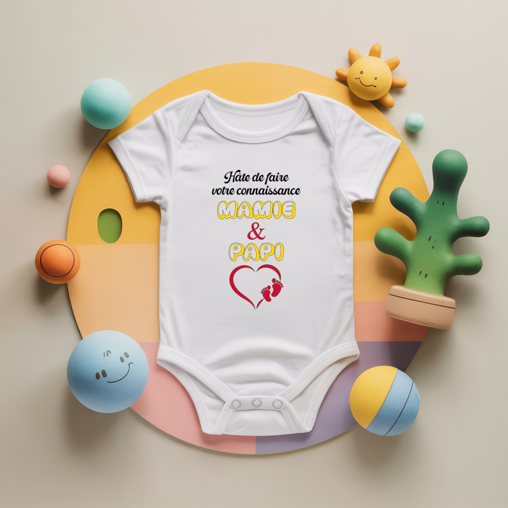 Body bébé personnalisé annonce grossesse grands parents en coton par flocage - MARJANE et Cie