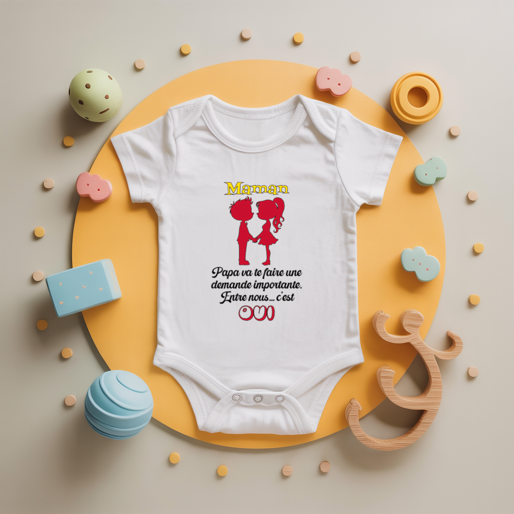 Body bébé personnalisé demande en mariage en coton par flocage - MARJANE et Cie