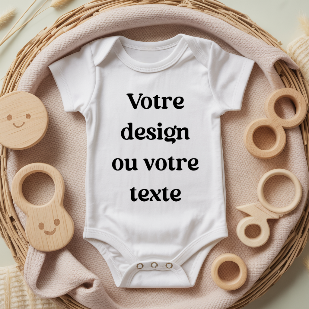 Body bébé personnalisé avec design ou motif et texte flocage couleur - MARJANE et Cie
