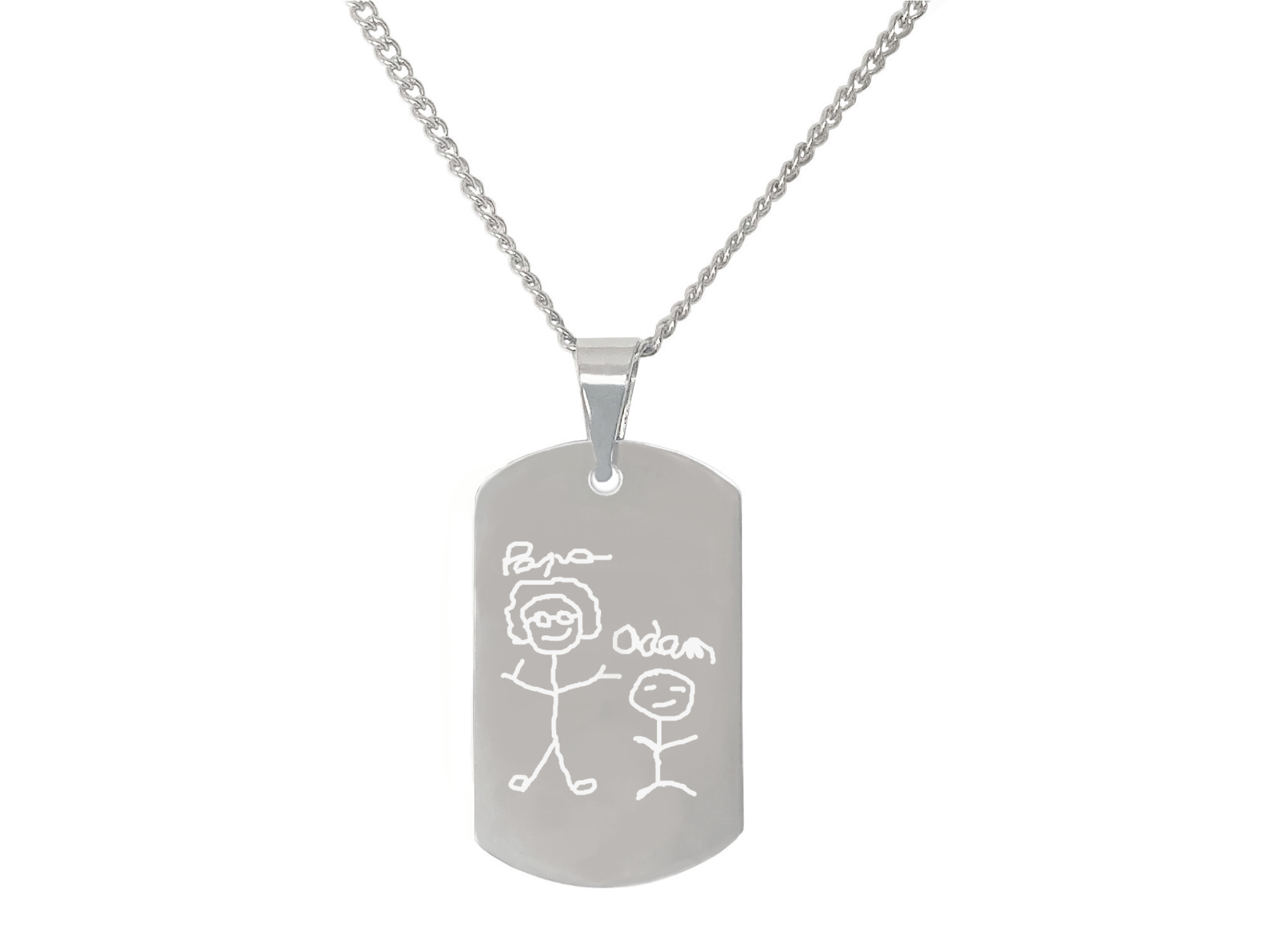Collier KAMIL5 homme acier inoxydable argent médaille gravée personnalisable minimaliste - MARJANE et Cie