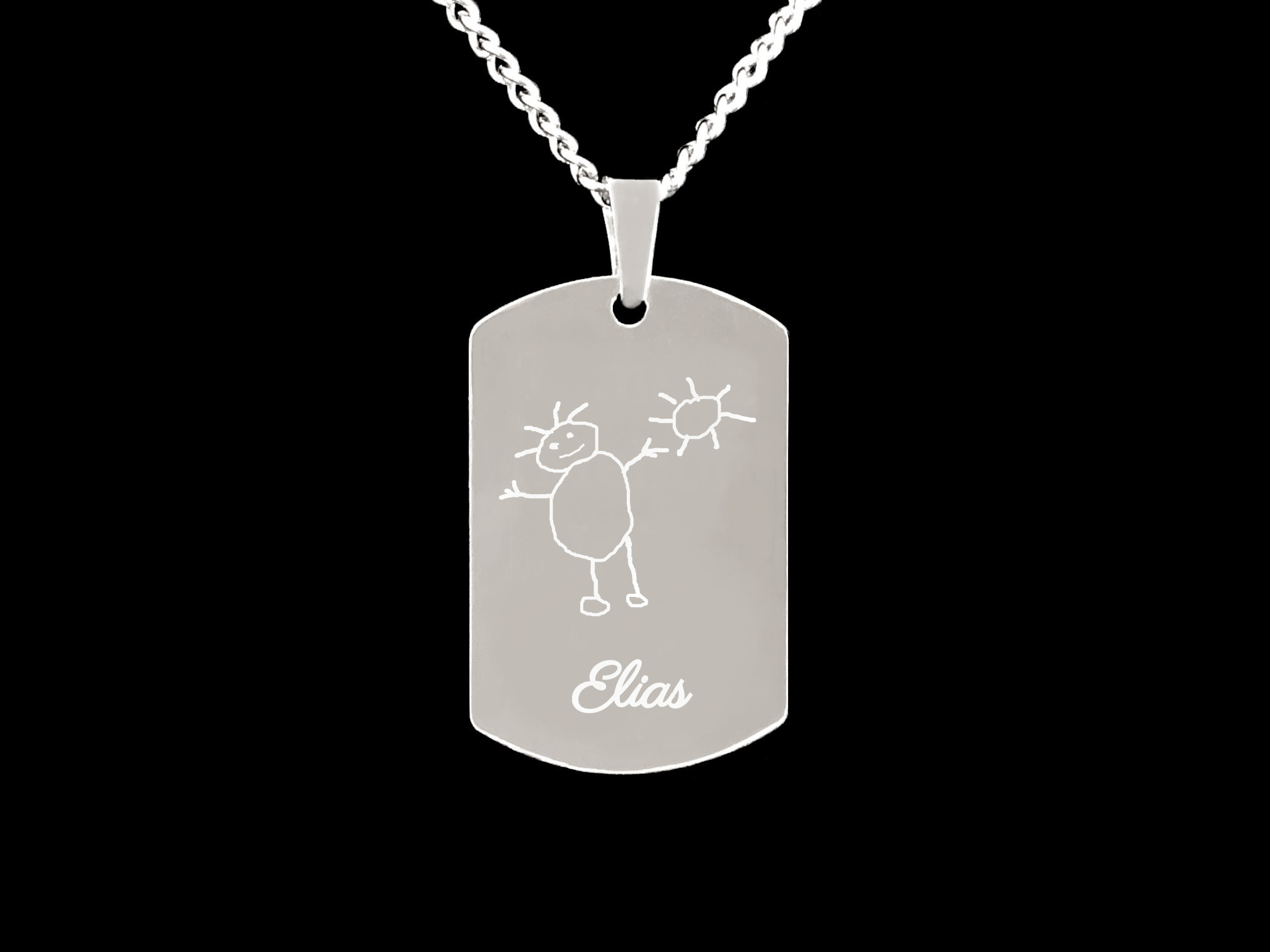 Collier DARIS4 homme acier inoxydable argent médaille gravée cadeau fête des pères - MARJANE et Cie