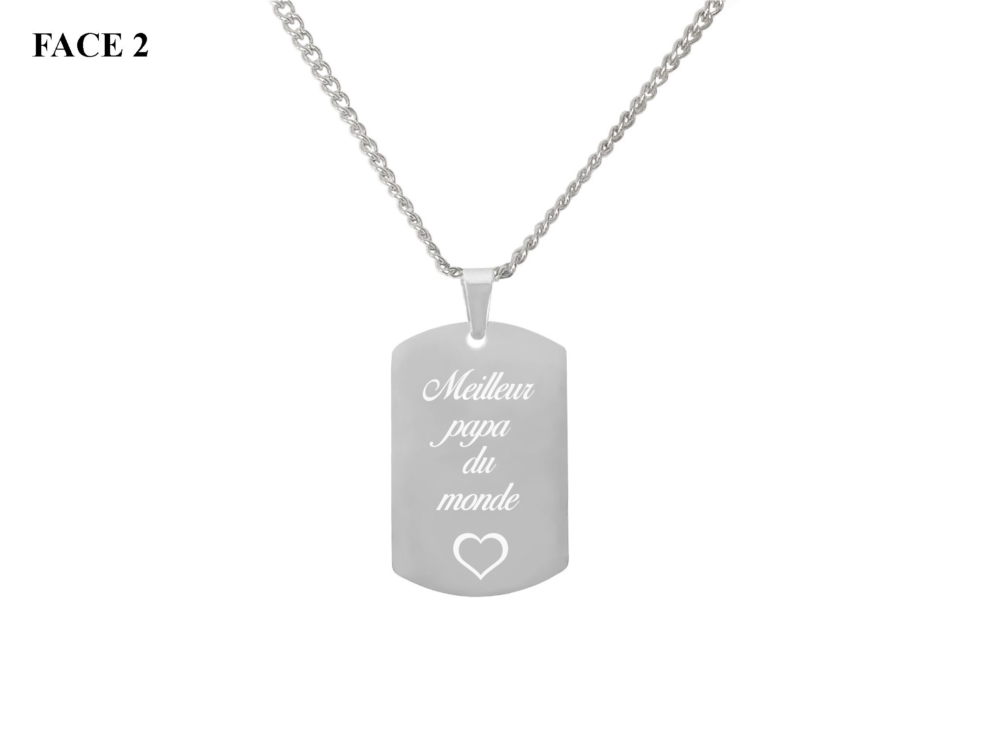 Collier DARIS4 homme acier inoxydable argent médaille gravée personnalisée minimaliste - MARJANE et Cie