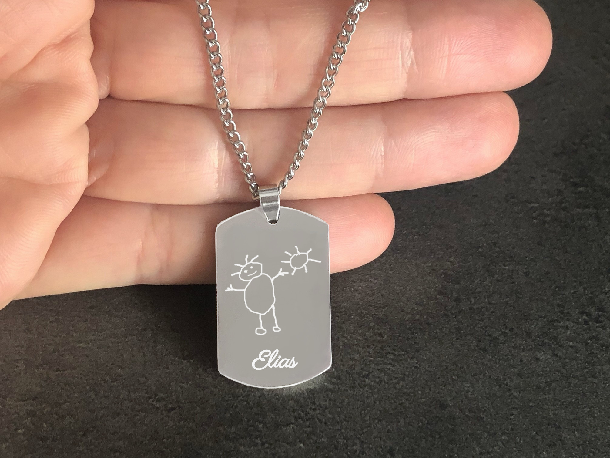 Collier DARIS4 homme acier inoxydable argent médaille militaire personnalisée cadeau anniversaire - MARJANE et Cie
