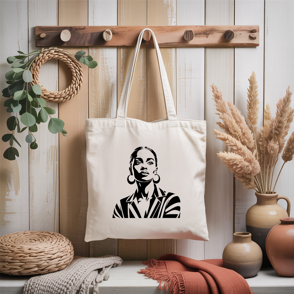 Tote bag femme illustration féminine déterminée suspendu - MARJANE et Cie