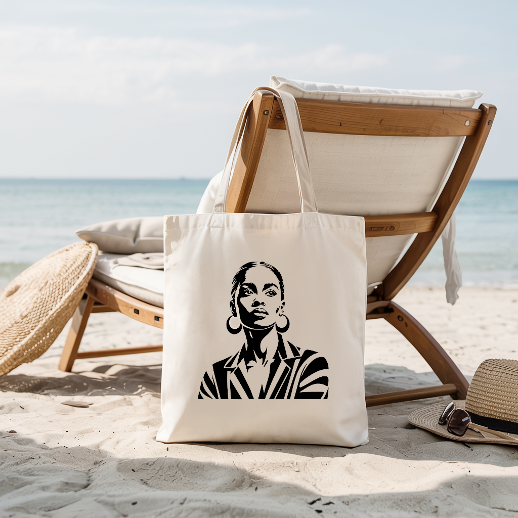 Tote bag femme avec illustration de femme afro forte - MARJANE et Cie