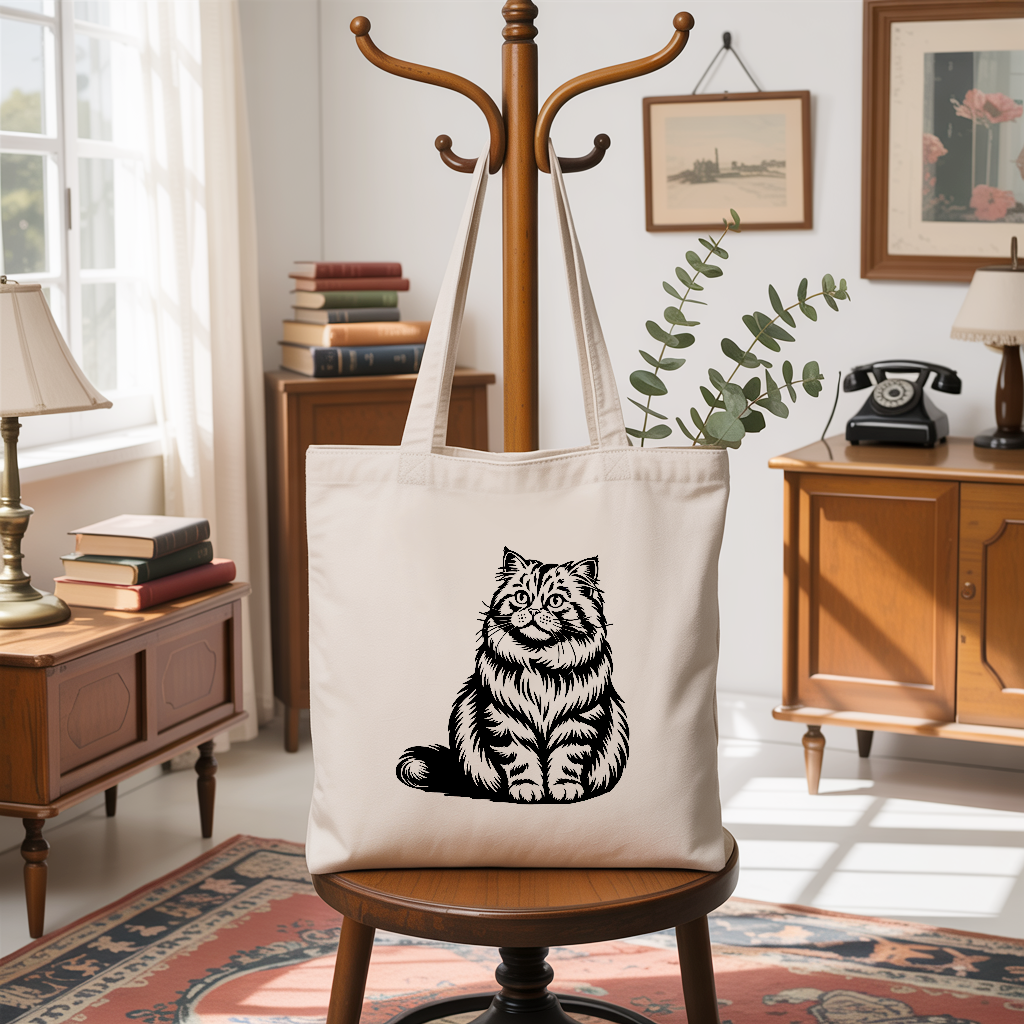 Tote bag chat femme verso monochrome suspendu à un porte-manteau – MARJANE et Cie