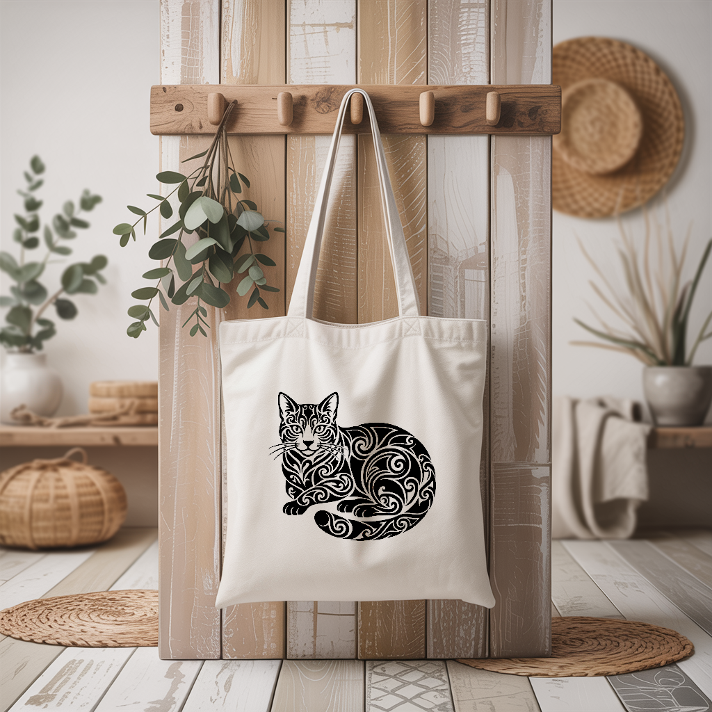 Tote bag femme chat décoratif suspendu à une patère - MARJANE et Cie