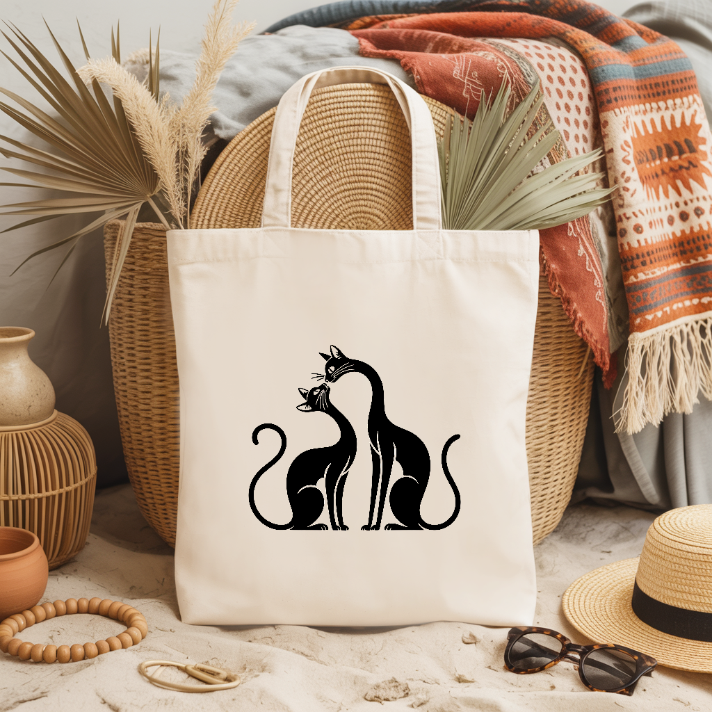 Tote bag chat femme illustration monochrome humour - MARJANE et Cie