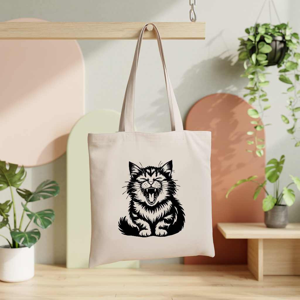 Tote bag chat femme suspendu – design comique - MARJANE et Cie