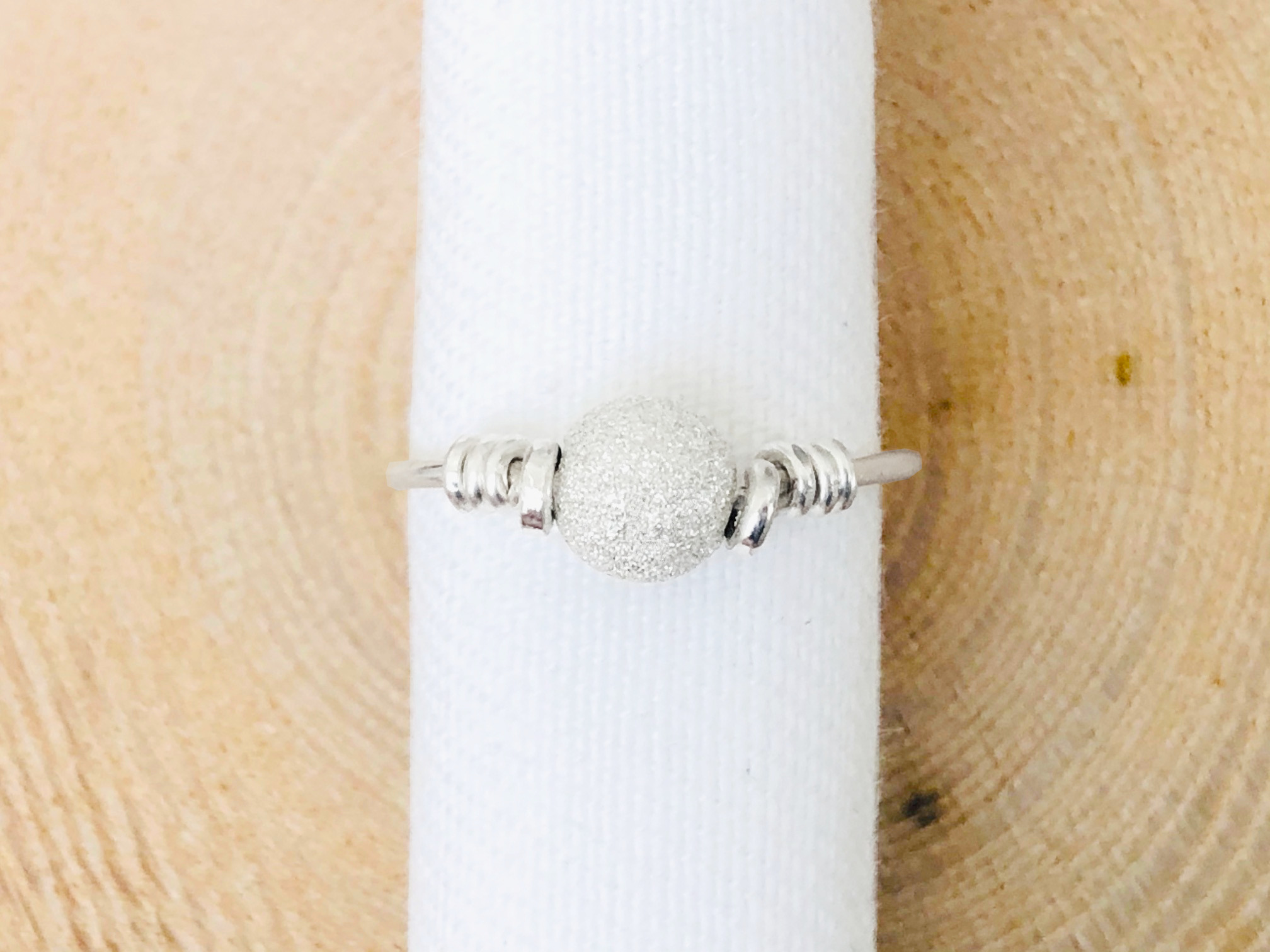 Bague ZINA argent massif anneau et perle strass-minimaliste
