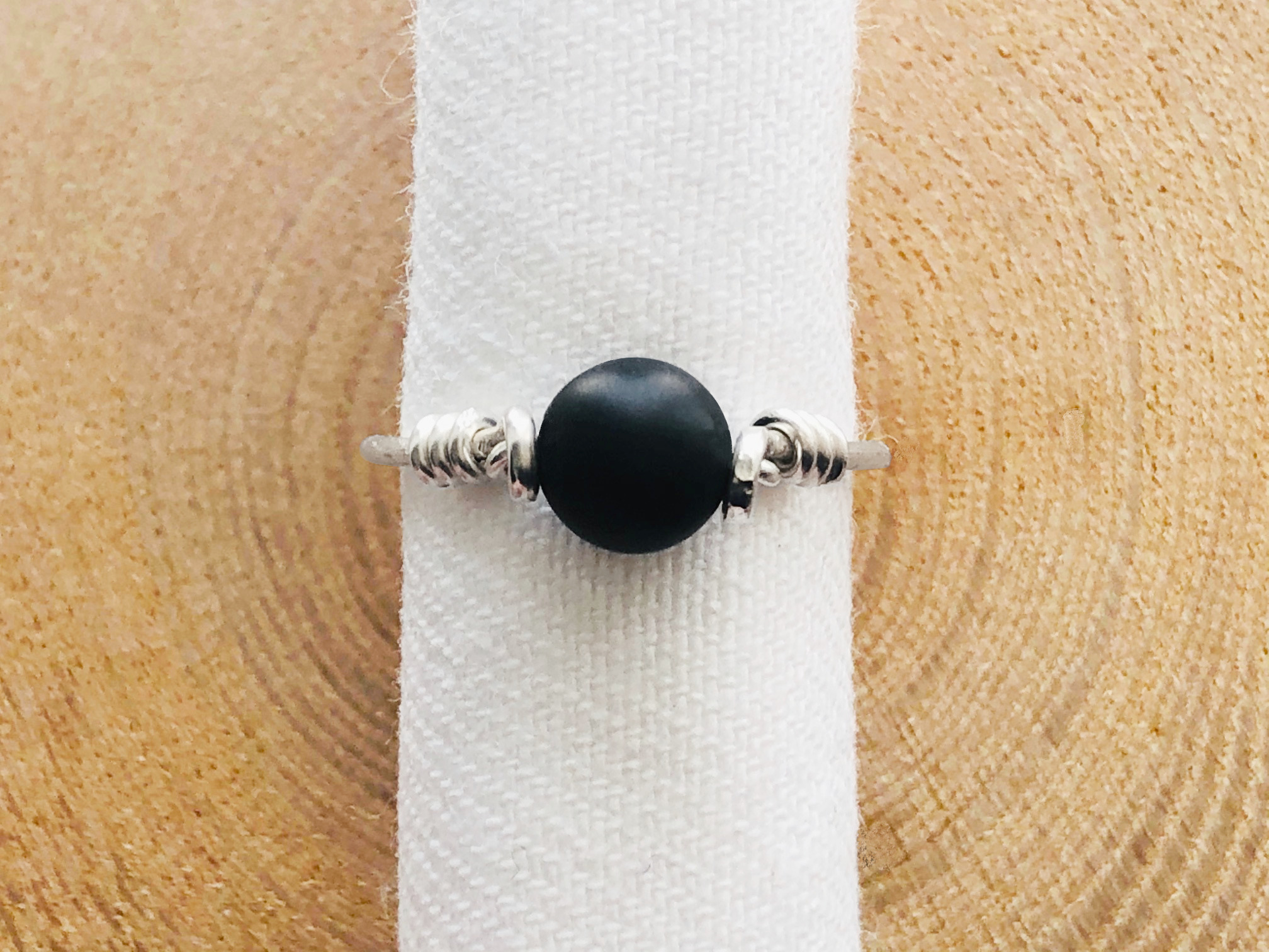 Bague DAJAA3 argent 925 perle semi precieuse onyx couleur noire