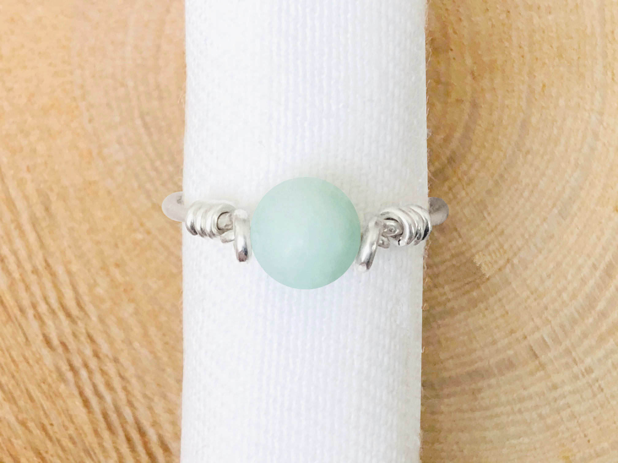 Bague DAJAA1 argent massif perle semi precieuse agate couleur verte