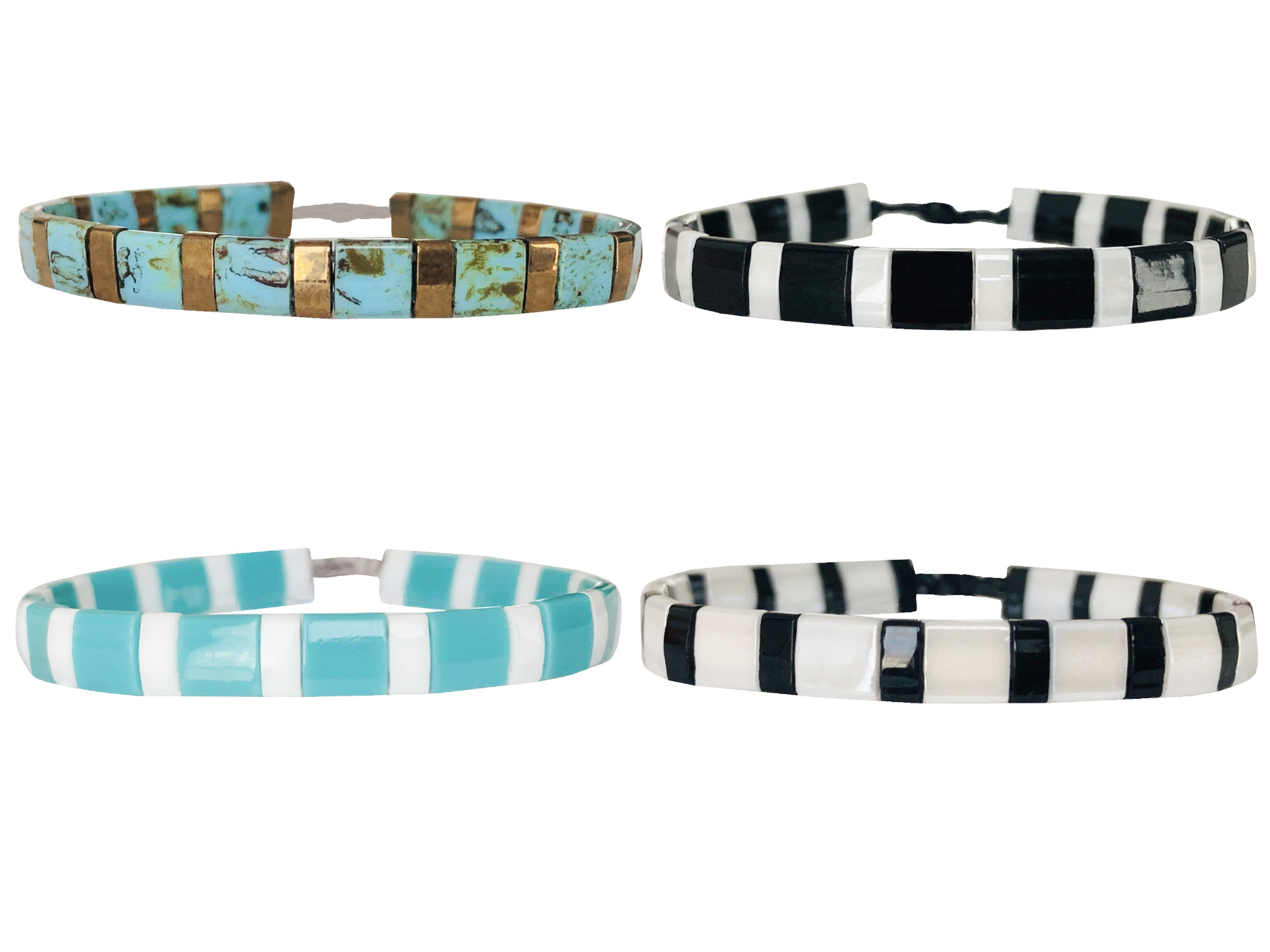 Bracelet KAMA perles japonaises Miyuki Tila de couleur minimaliste - MARJANE et Cie