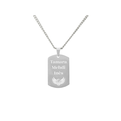 Collier DARIS1 homme acier inoxydable argent médaille militaire gravée personnalisée - MARJANE et Cie