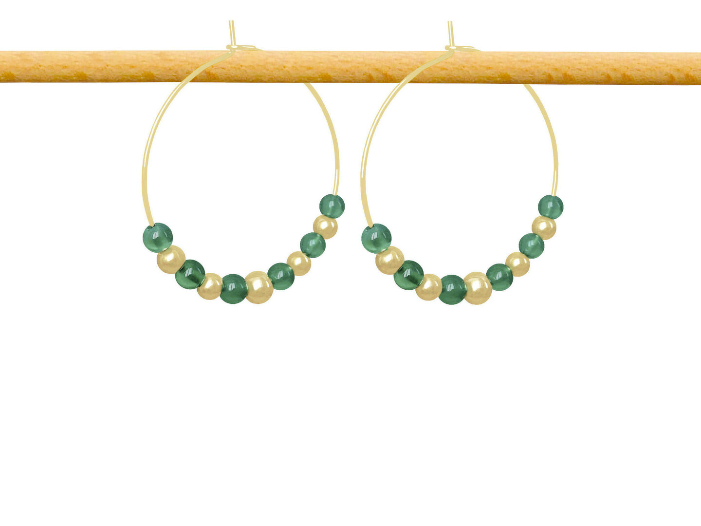 Boucles D'oreilles Imposantes En Argent 925 Et Agate Verte - Neuves Avec étiquettes