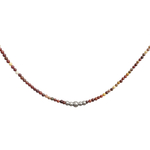 Collier DALAL2 perles naturelles semi précieuses mokaïte marron-ras du cou-minimaliste-bohème- MARJANE et Cie