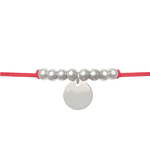 Bracelet EDALI3 pendentif médaille et perles en acier inoxydable argent et cordon de coton ciré de couleur-minimaliste - MARJANE et Cie