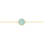 Bracelet OUMAIMA doré à l’or fin pierre naturelle semi précieuse de calcédoine aqua bleue-minimaliste-bohème-tendance - MARJANE et Cie