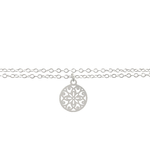 Bracelet EMINE argent massif 925 double rang breloque ronde fleur-minimaliste-bohème- MARJANE et Cie